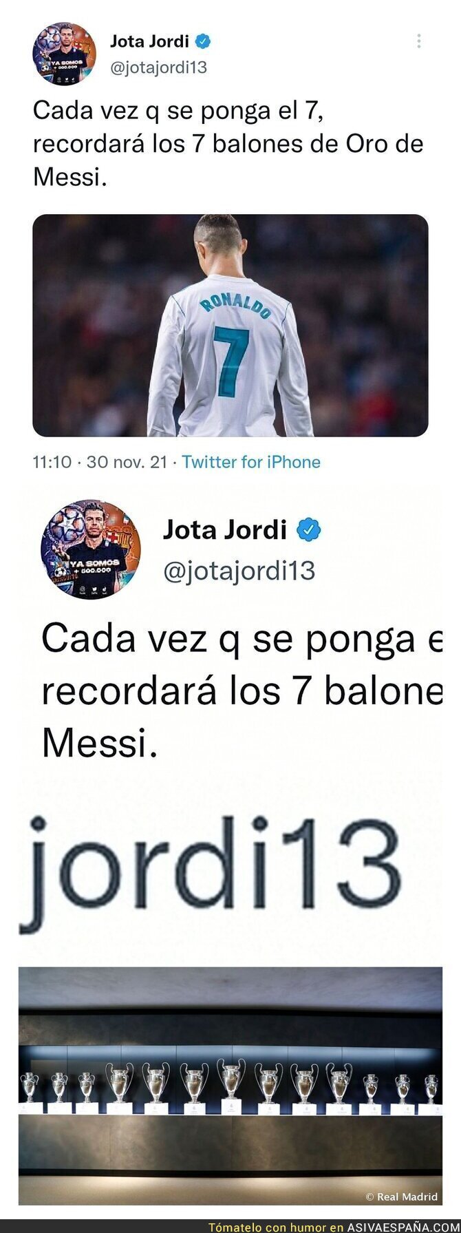 El ridículo monumental de Jota Jordi intentando reírse de Cristiano Ronaldo por el Balón de Oro