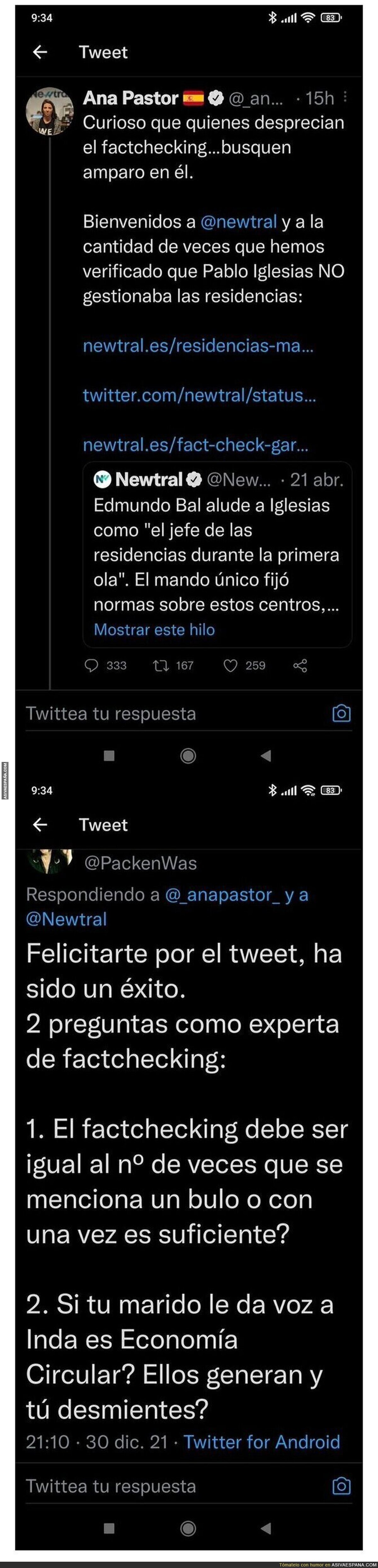 La gran respuesta a Ana Pastor después de que se difundiese otro bulo más contra Pablo Iglesias en La Sexta