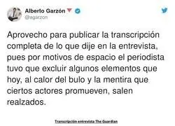 Alberto Garz&oacute;n sale al paso de los bulos sobre &eacute;l