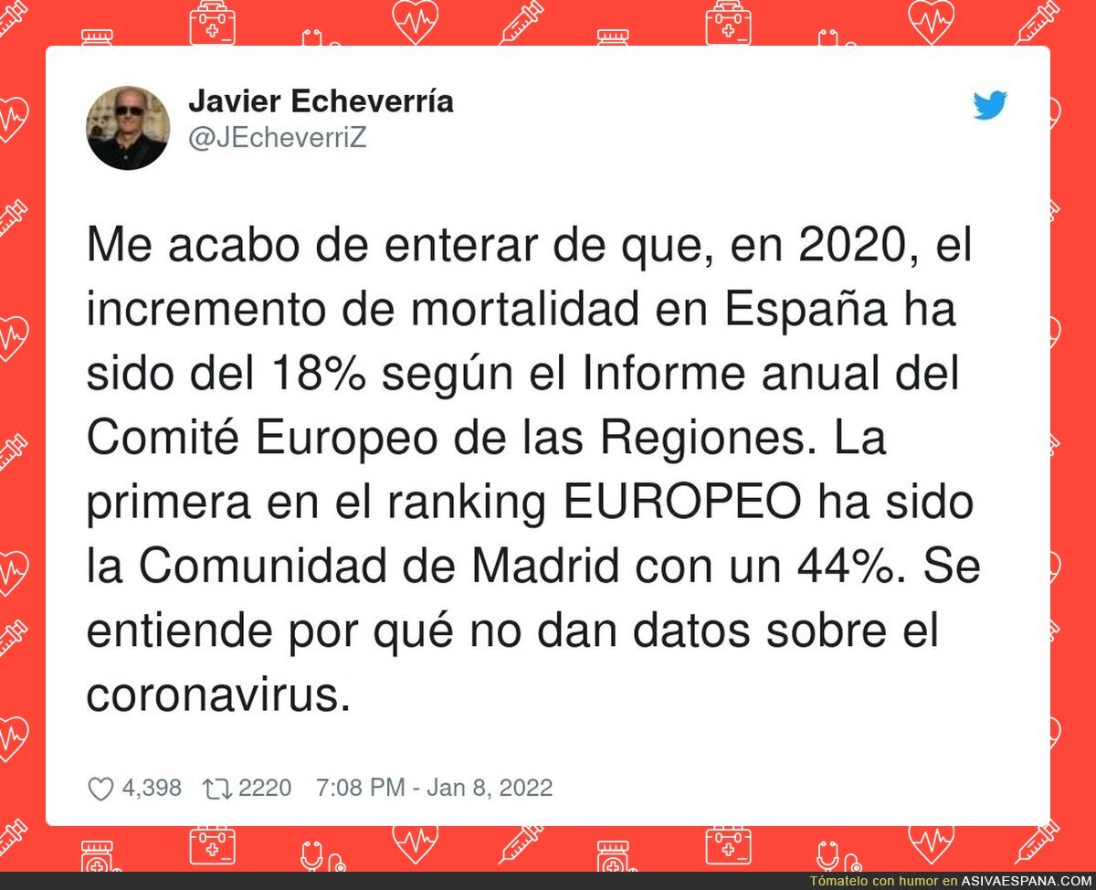 Un dato demoledor sobre mortalidad el de Madrid