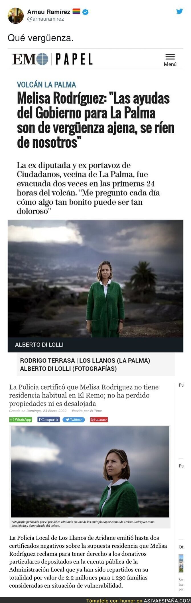 Melisa Rodríguez (Ciudadanos) no tiene vergüenza con estas palabras sobre La Palma