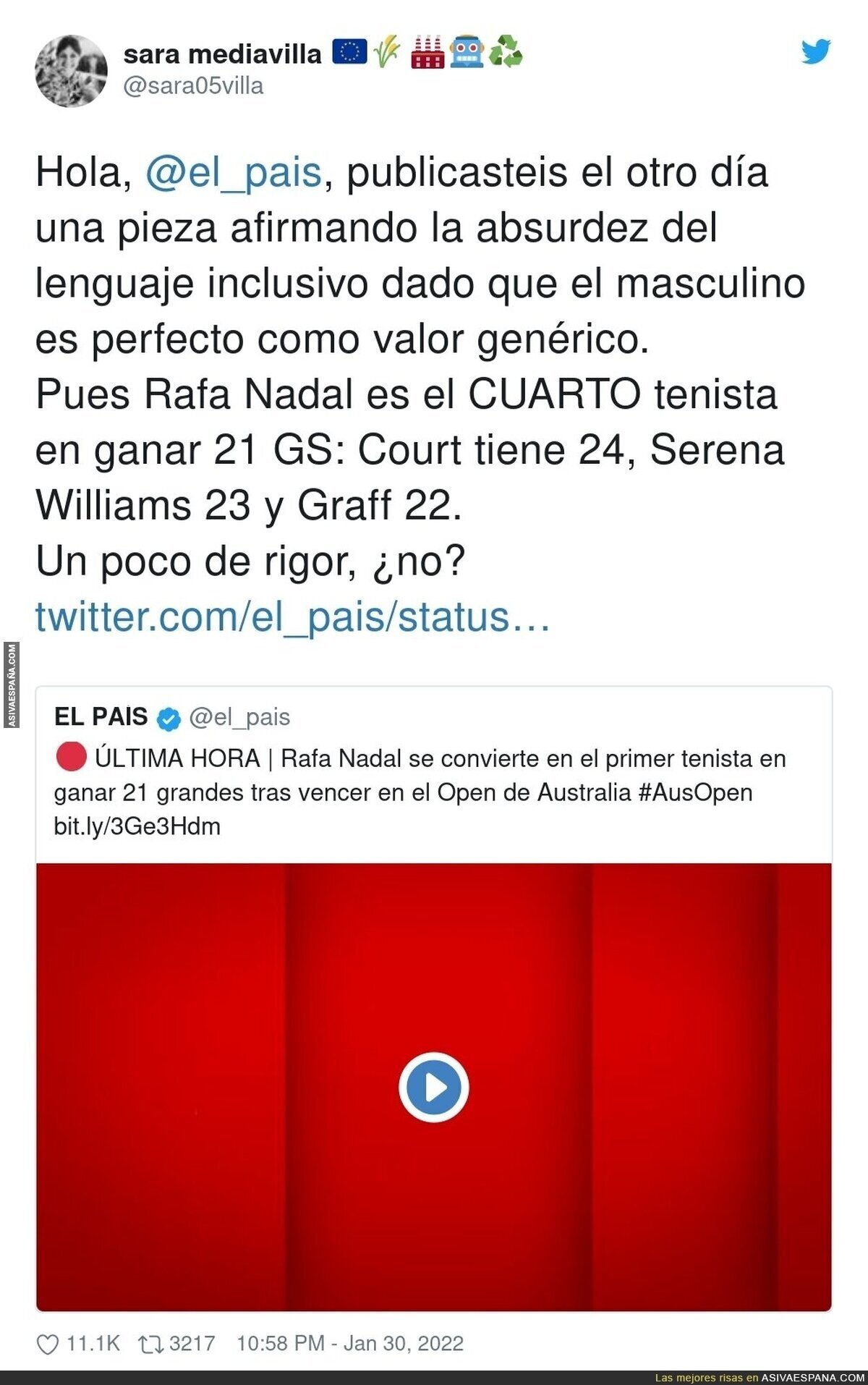 Corrigiendo a 'El País' y sus noticias sobre el tenis