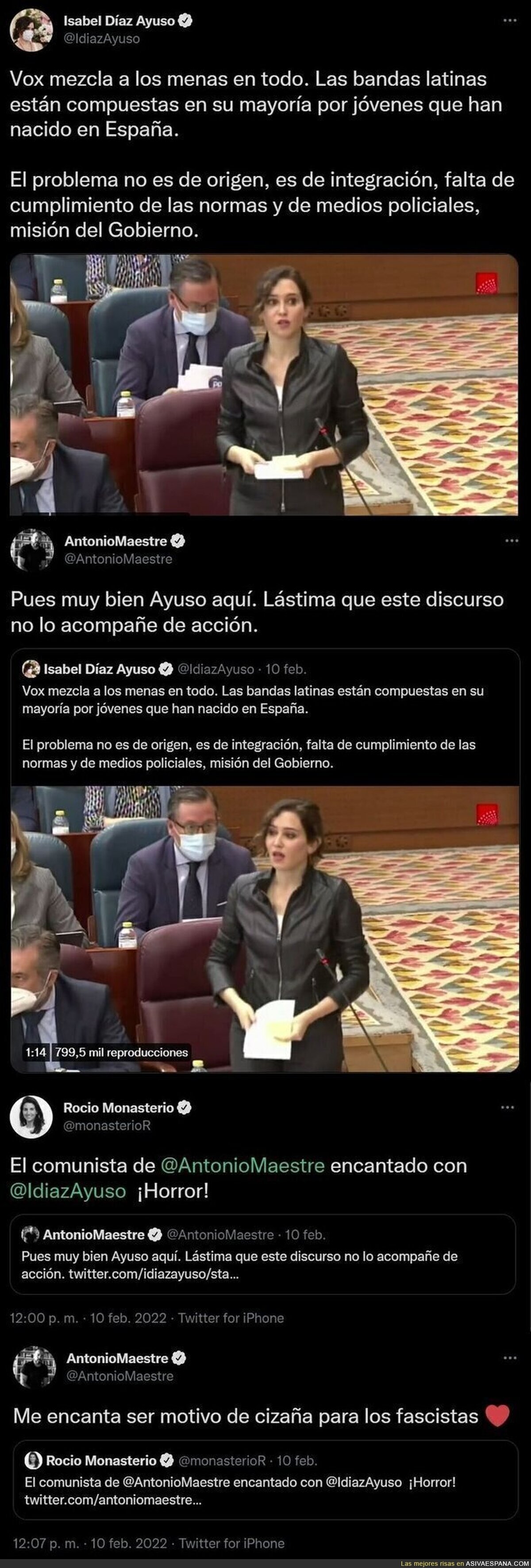 Antonio Maestre aplaude a Isabel Díaz Ayuso por esta frase que dijo contra VOX y Rocío Monasterio no ha tardado en saltar