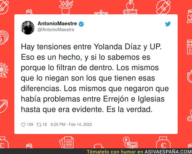 Si alguien os está engañando no es quien dice que hay problemas entre UP y Yolanda Díaz, por @AntonioMaestre
