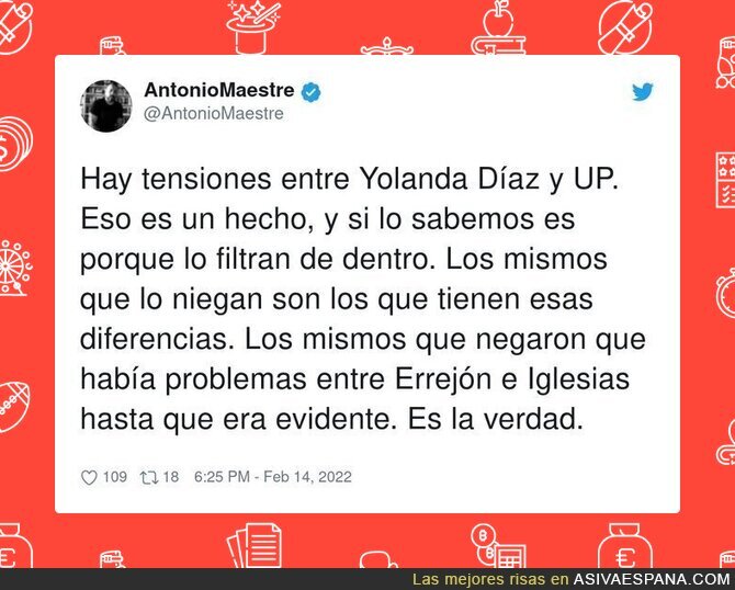 Si alguien os está engañando no es quien dice que hay problemas entre UP y Yolanda Díaz, por @AntonioMaestre