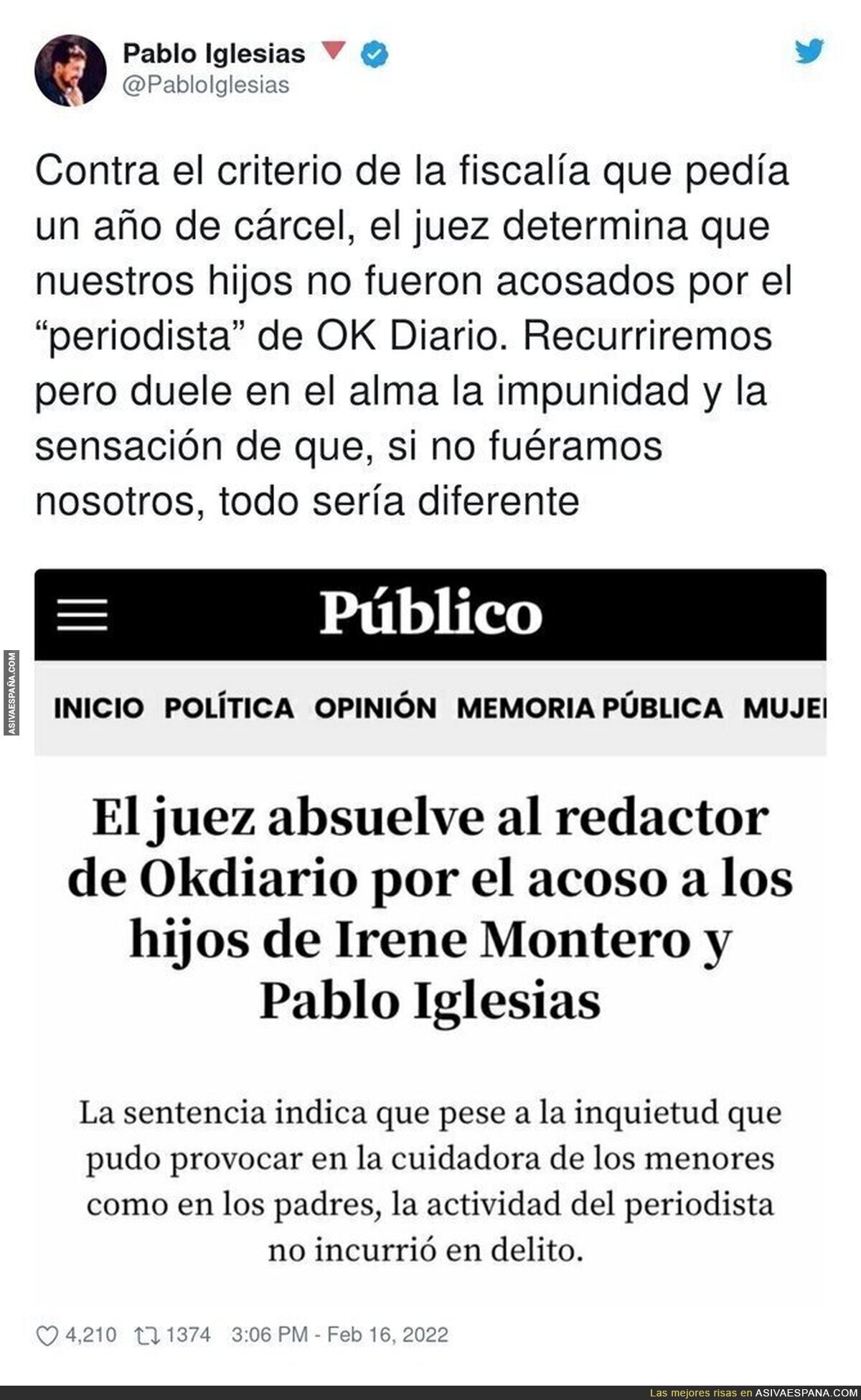 La frustración de Pablo Iglesias al ver que en España no hay justicia ni con sus hijos