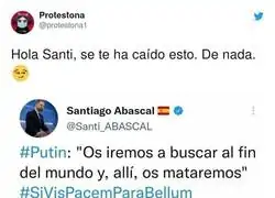 El tuit que se le ha borrado a Santiago Abascal sobre Putin