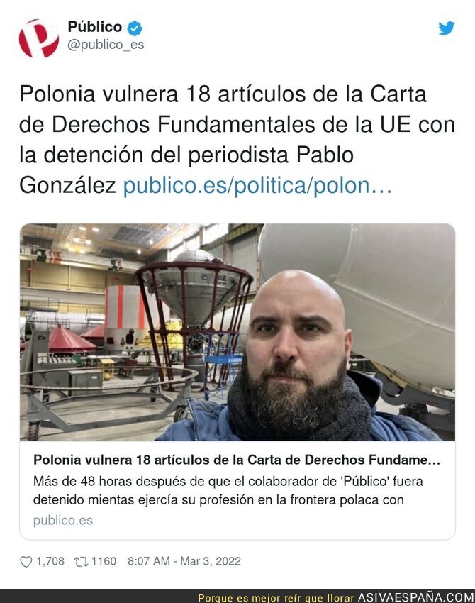 Y la gran mayoría de periodistas en España ni se ha manifestado por esta ilegalidad hacia un compañero suyo