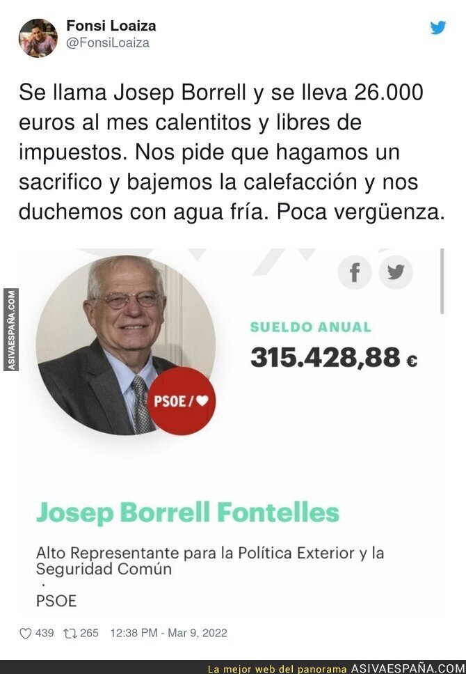 La poca vergüenza de Josep Borrell