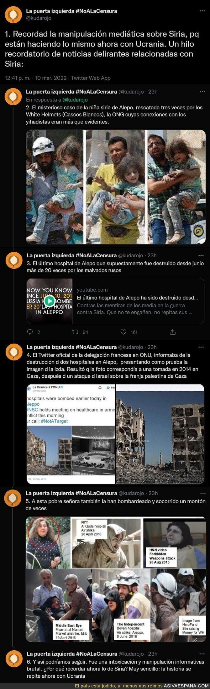 Un pequeño recopilatorio de bulos que pudimos ver sobre Siria y que ahora en plena guerra en Ucrania se pueden replicar