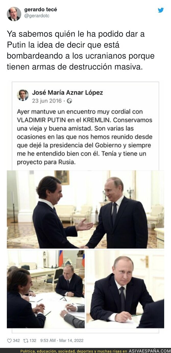 Recordemos la amistad entre Aznar y Putin