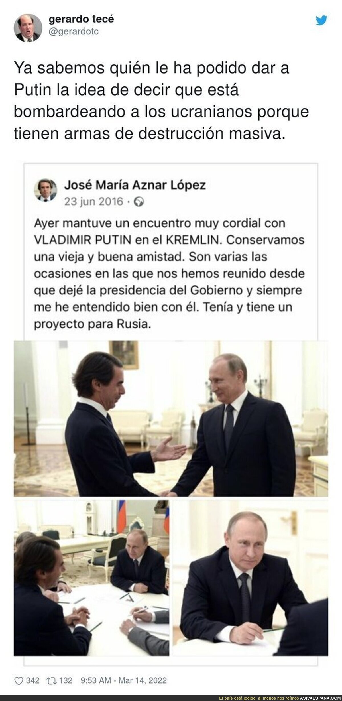 Recordemos la amistad entre Aznar y Putin
