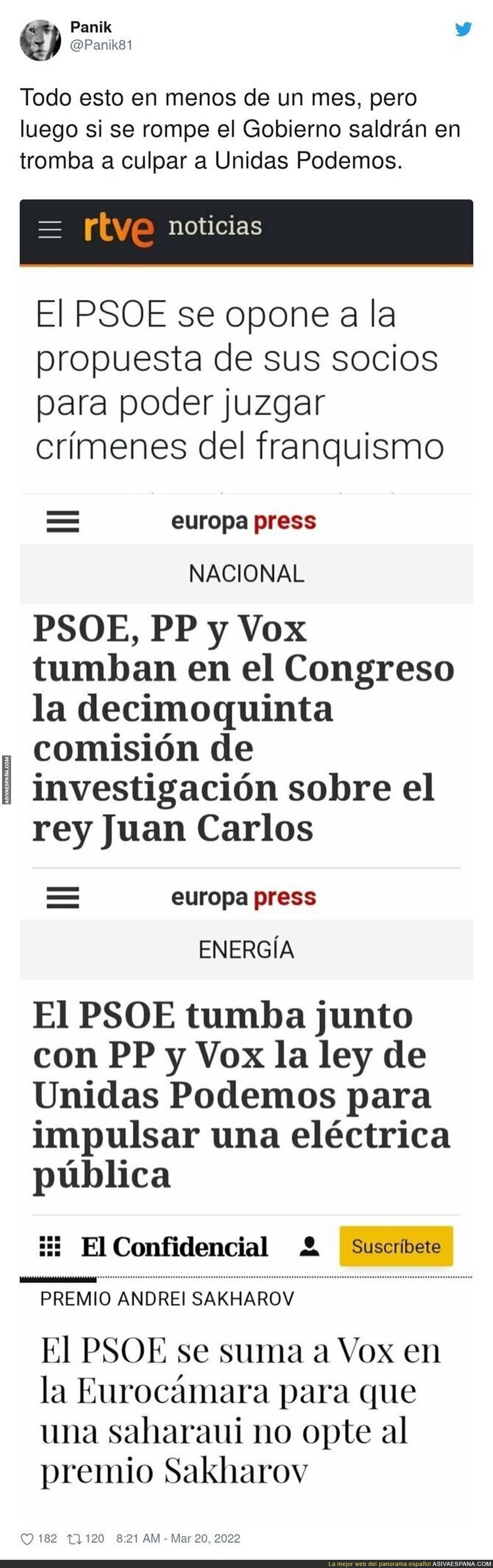 El PSOE nos lleva a la deriva
