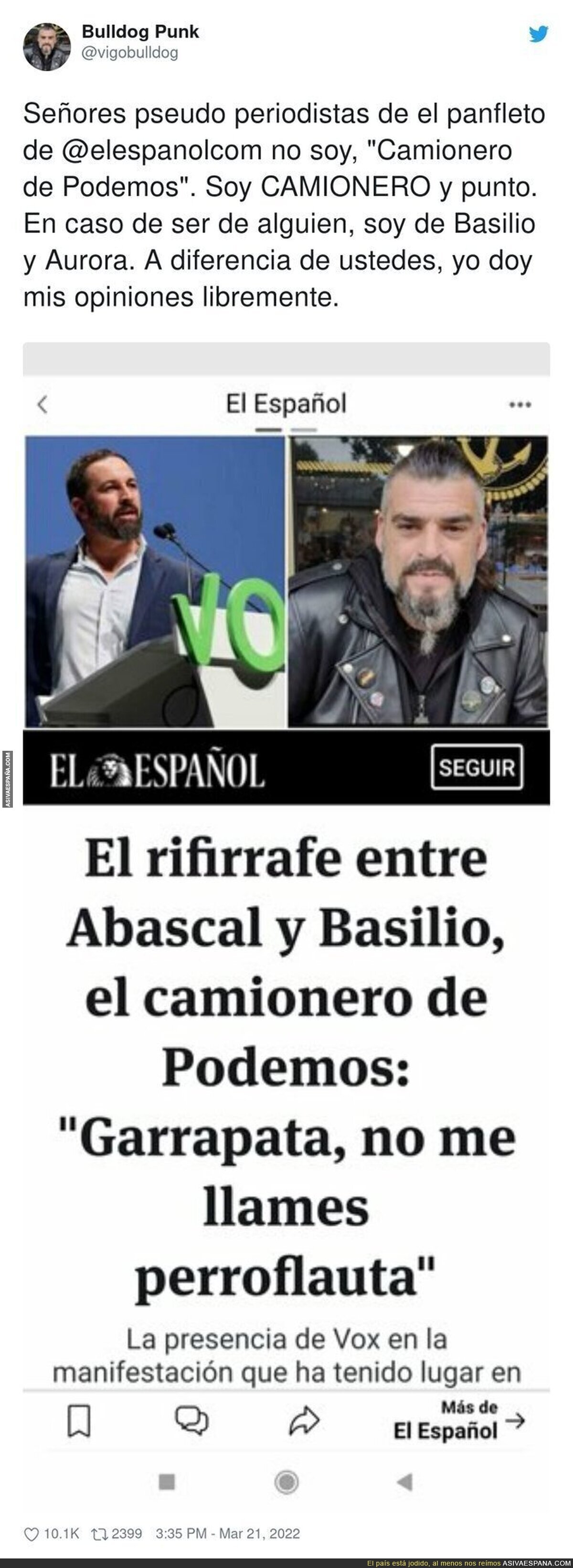 El famoso camionero que graba vídeos sobre actualidad política responde al periodismo basura de 'El Español'