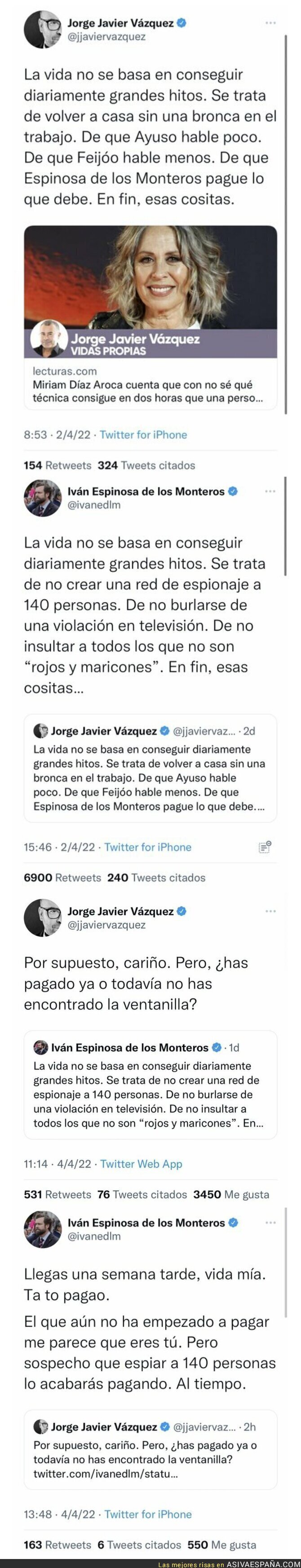 Jorge Javier Vázquez se enfrente por Twitter a Iván Espinosa de los Monteros y sale escaldado