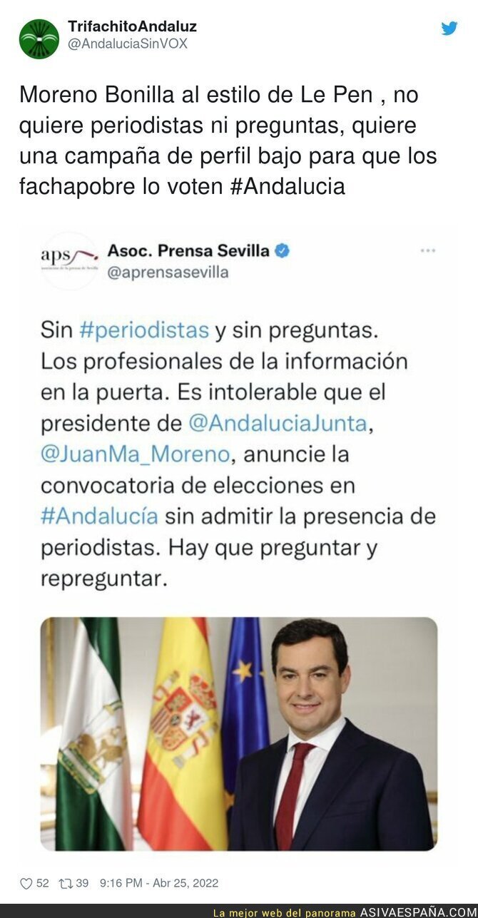 El lamentable estilo de Juanma Moreno con los periodistas