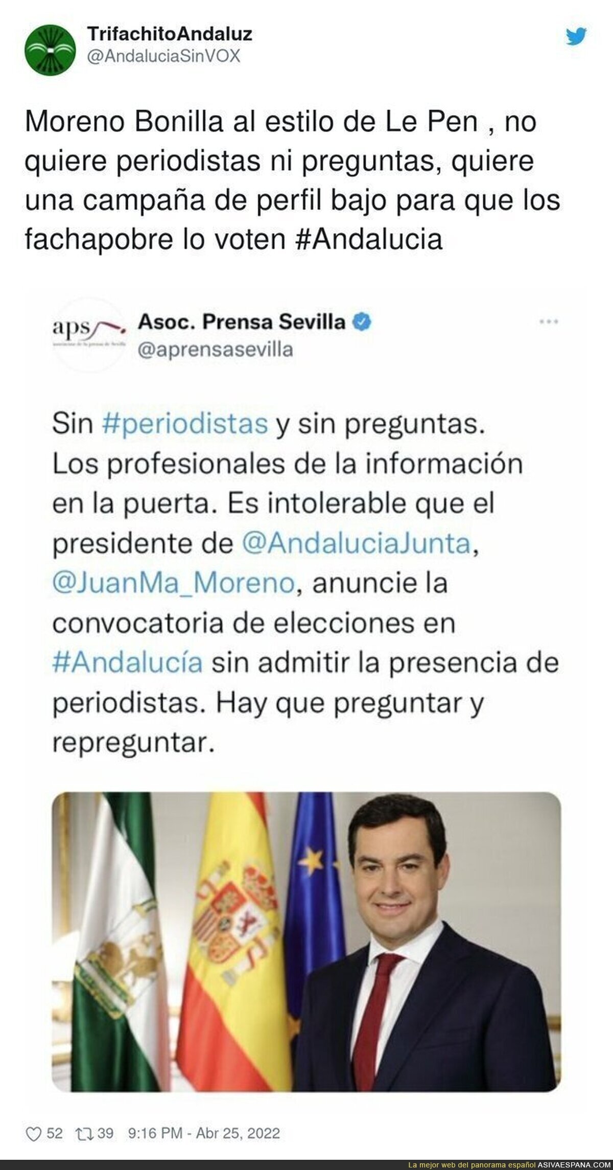 El lamentable estilo de Juanma Moreno con los periodistas