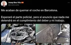 El líder del PP en Barcelona, Josep Bou Vila denuncia que le han quemado el coche y le dejan retratado en pocas horas