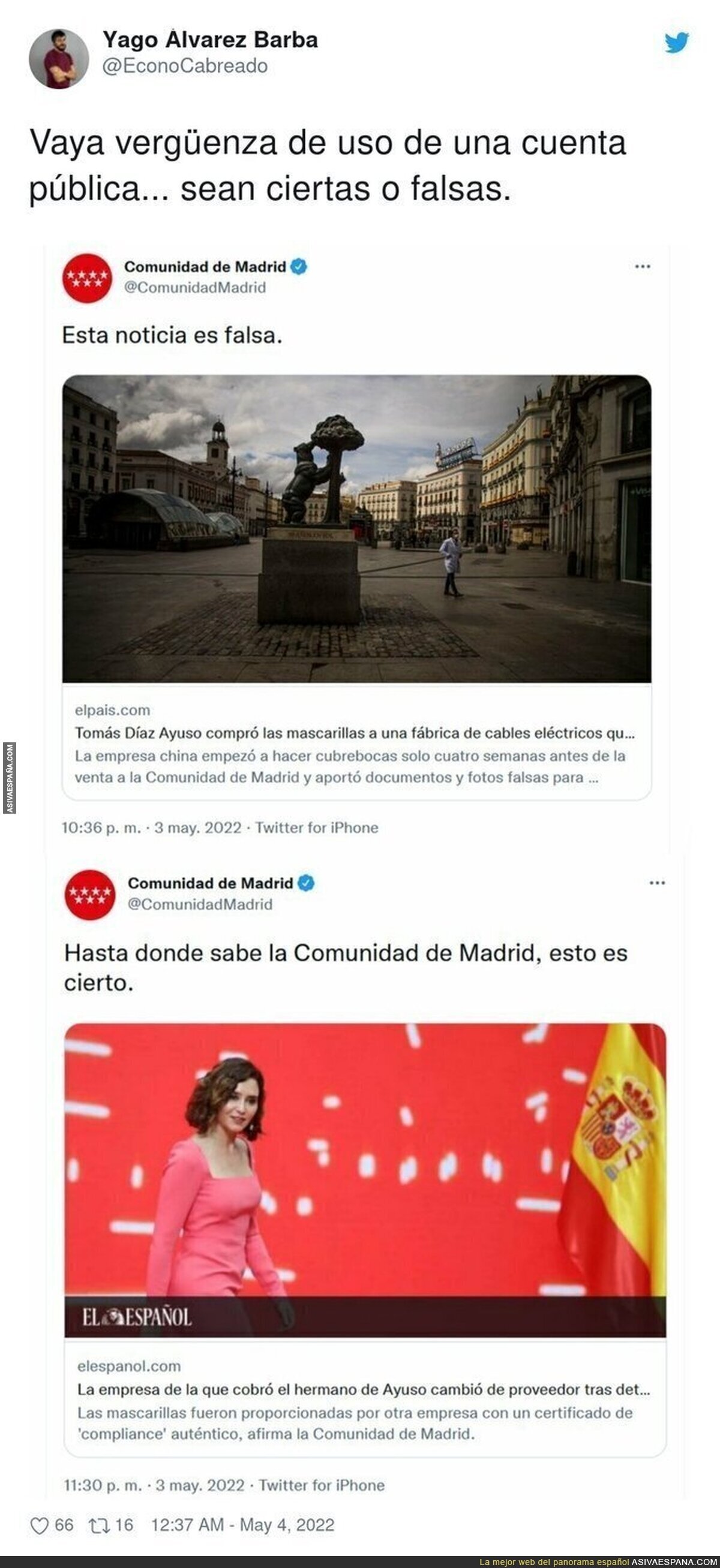 Isabel Díaz Ayuso usando la página de la Comunidad de Madrid a su antojo