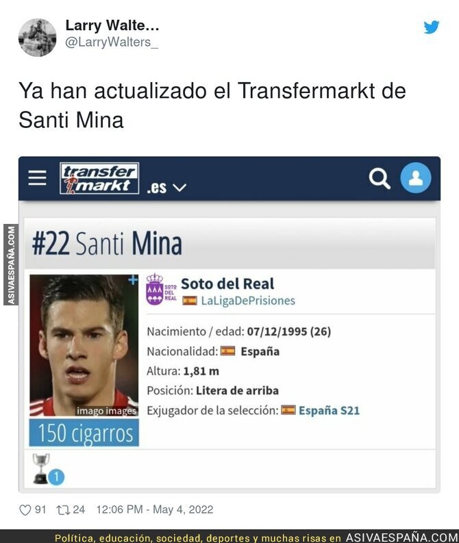 La nueva posición de Santi Mina