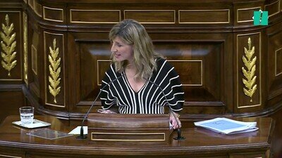 Yolanda Díaz: "¿Recuerda aquel sueño del presidente Rajoy cuando decía que le gustaría un país en el que hubiese 20 millones de ocupados? Pues ya tenemos un país que supera esa cifra"