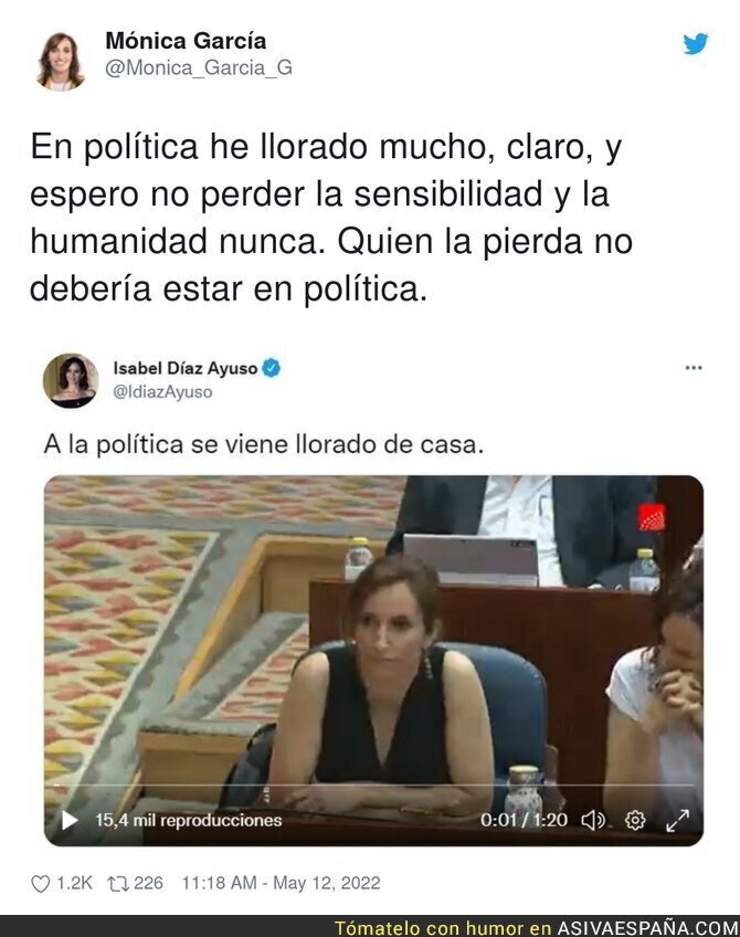 Gran respuesta de Mónica García a la provocadora de Isabel Díaz Ayuso