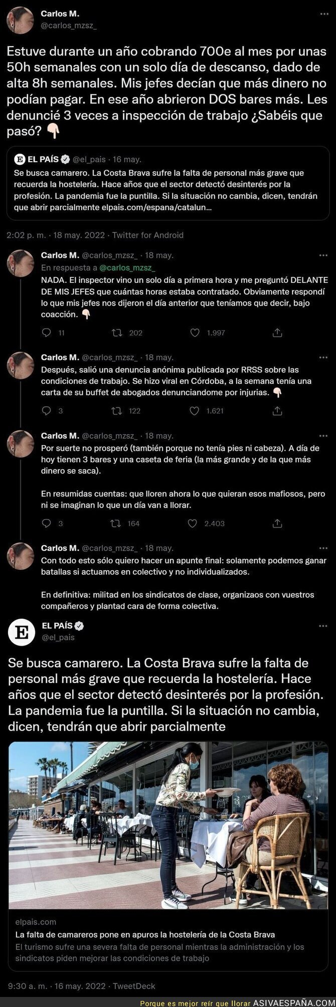 La terrible experiencia de esta trabajadora en un bar donde la explotaron y esto ocurrió tras una inspección de trabajo