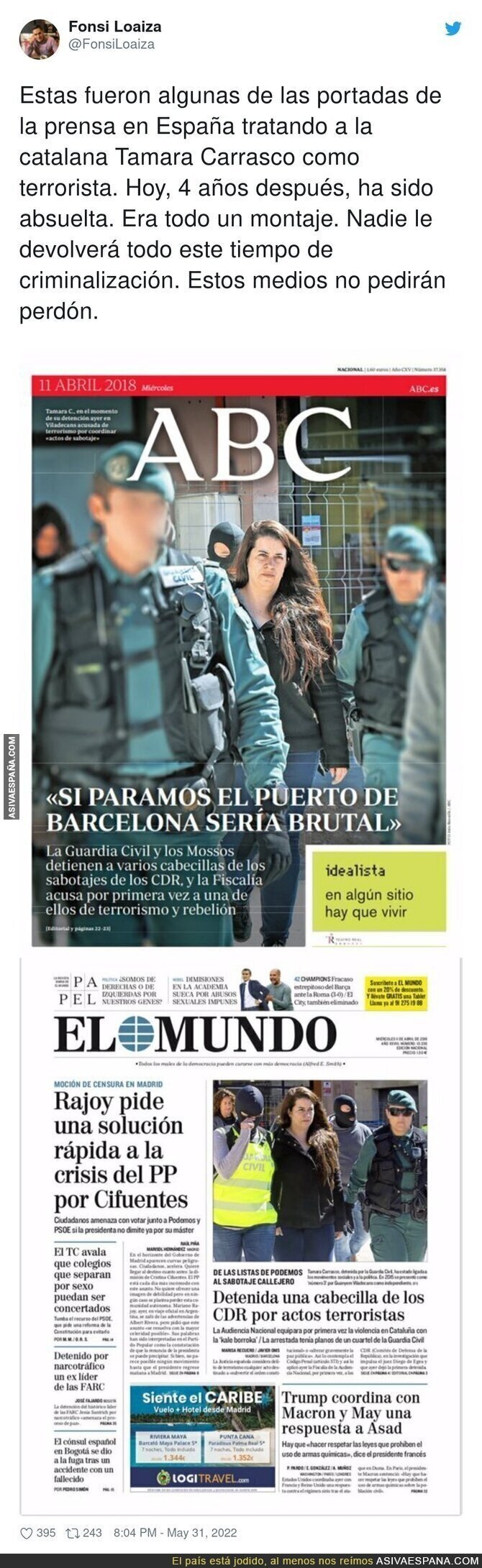 Terrorismo de estado contra una persona inocente