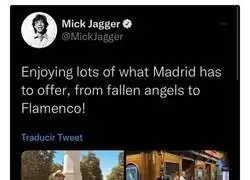 Mick Jagger al ver el mensaje de José Luis Martínez Almeida