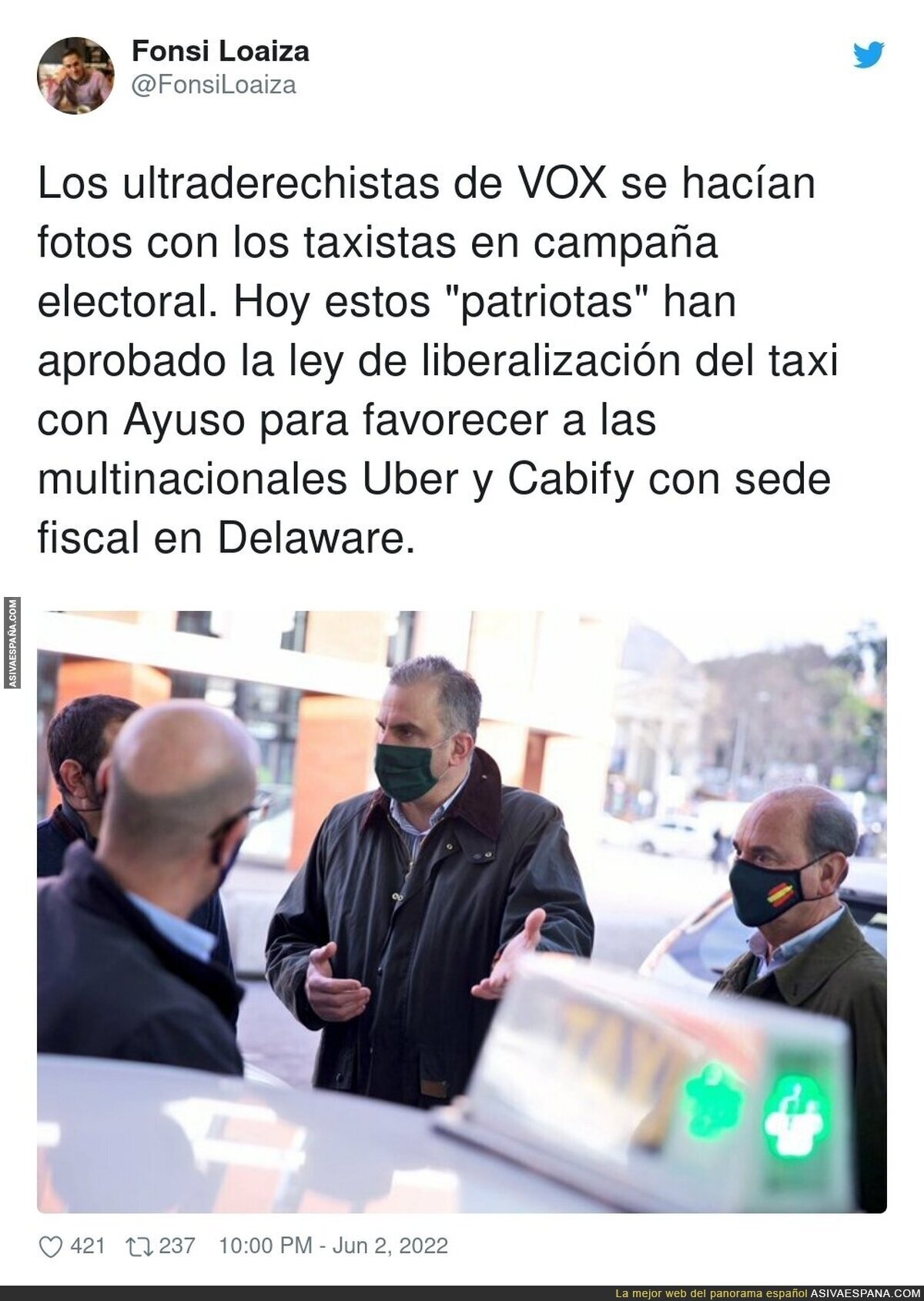 La doble cara de VOX con los taxistas