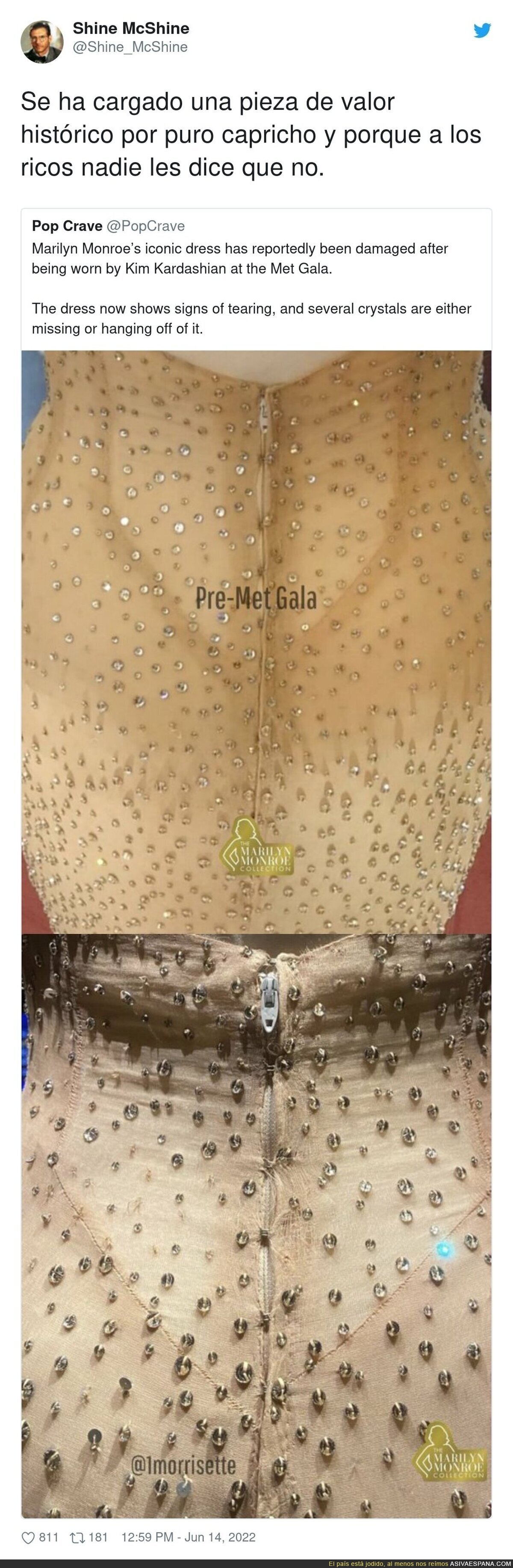 El vestido de Marilyn ha sido destruído