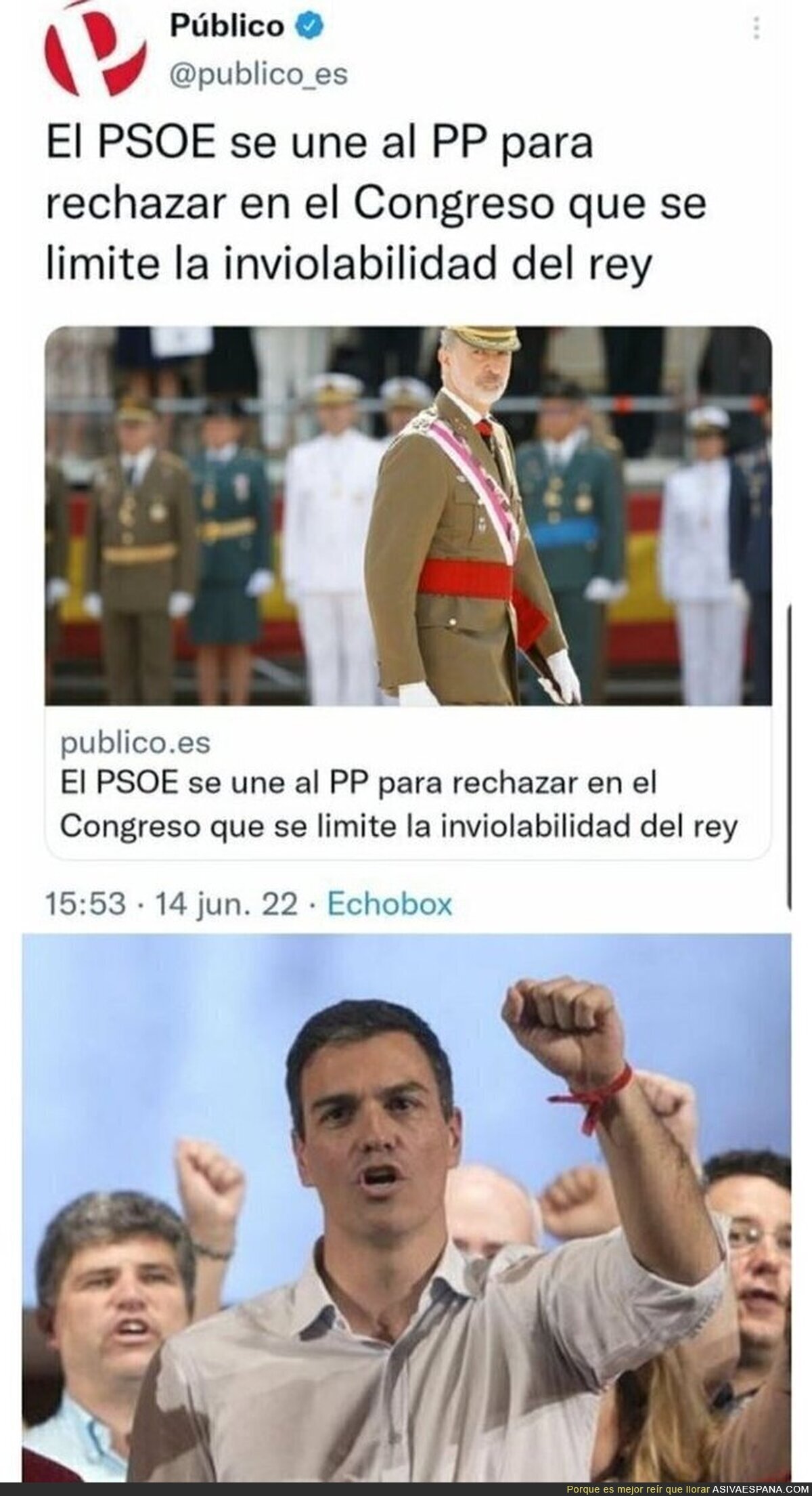 Ni rastro del perfil republicano del PSOE de Pedro Sánchez