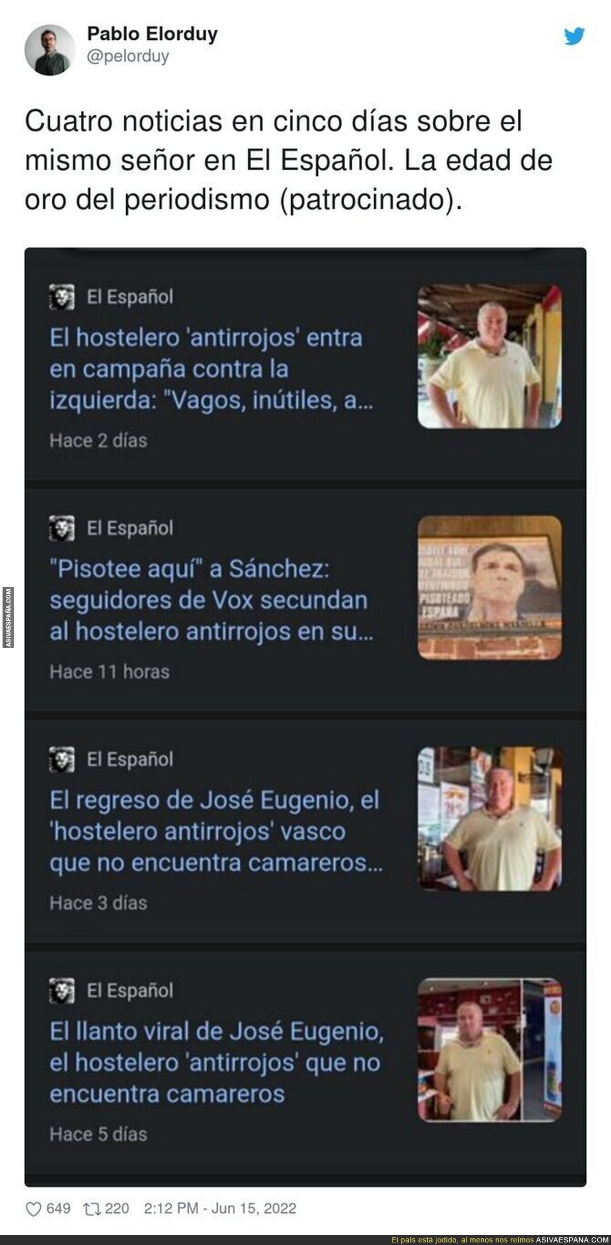 José Eugenio tiene un lugar seguro en la prensa