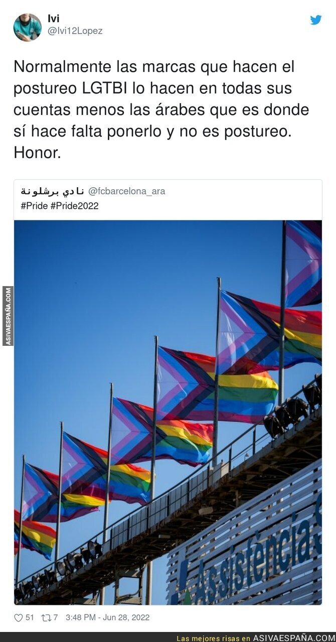 Muy valiente el FC Barcelona en el Día del Orgullo en su cuenta árabe