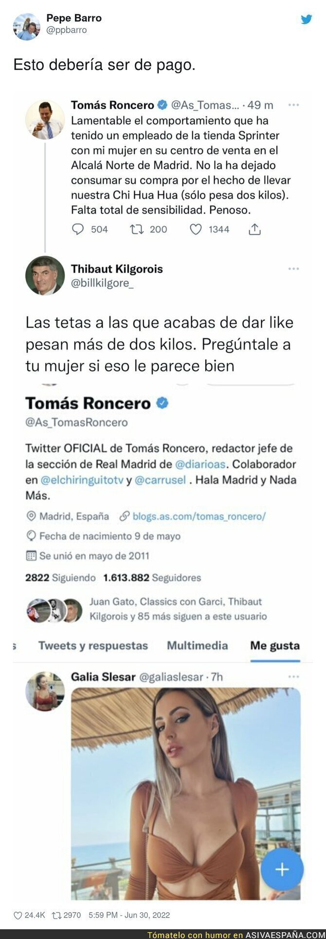 La apoteósica respuesta de este usuario de Twitter a Tomás Roncero
