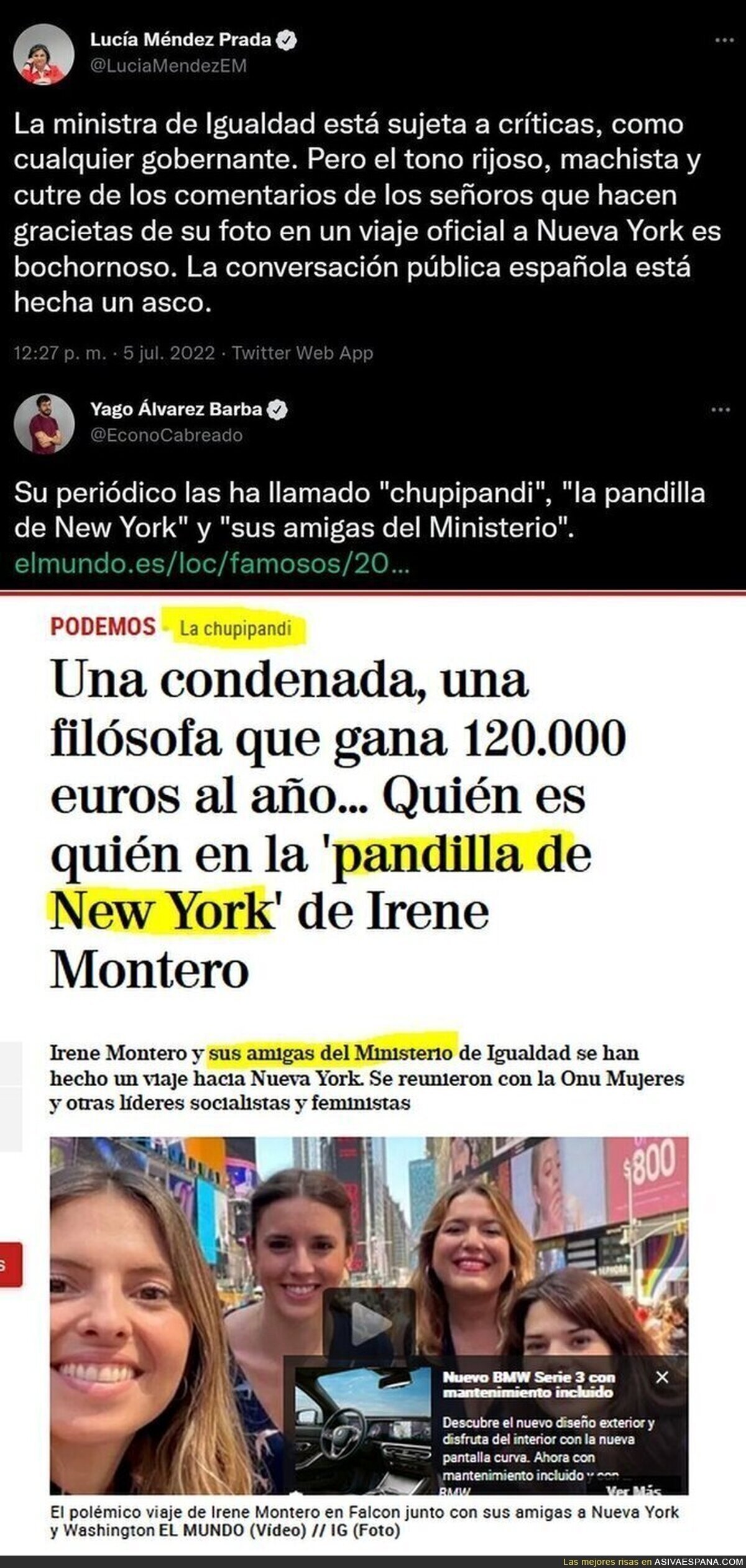 El tuit contradictorio de Lucía Méndez sobre Irene Montero y lo que hacen en su periódico