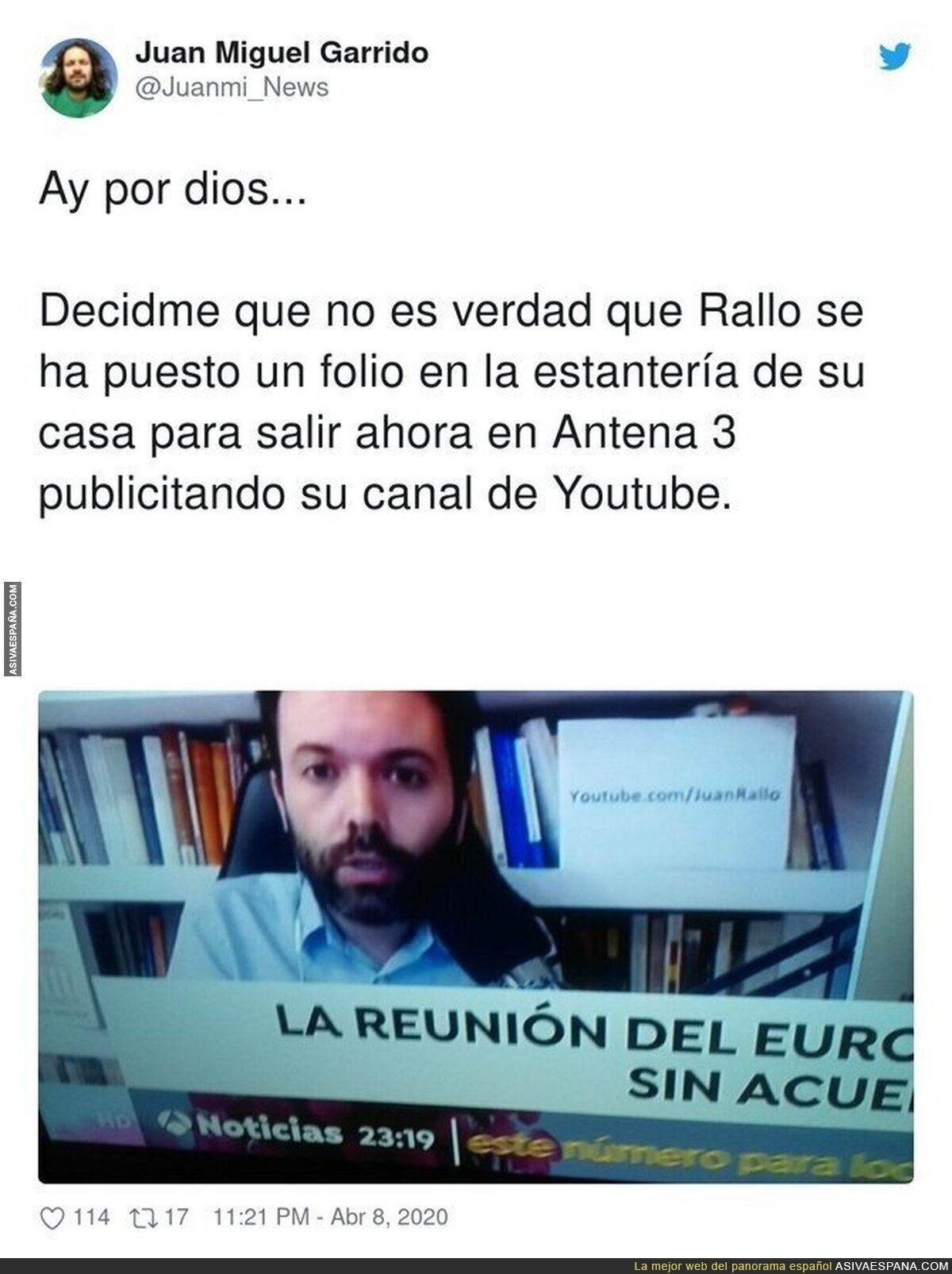 Juan Ramón Rallo se la cuela a Antena 3
