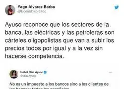 Isabel Díaz Ayuso ya sabe que pasará tras los impuestos que ha subido Pedro Sánchez a bancos, eléctricas y petroleras