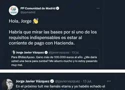 El ZASCA monumental de Jorge Javier Vázquez al PP de Madrid tras insinuar que no paga a Hacienda