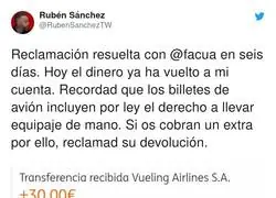 Un aviso para la gente que les siguen cobrando las maletas de mano