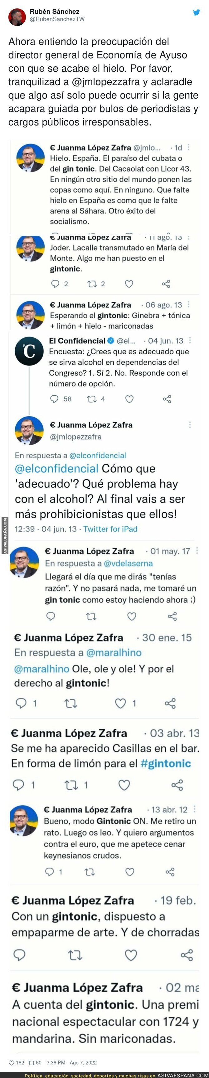 Juanma López Zafra tiene un problema con el alcohol