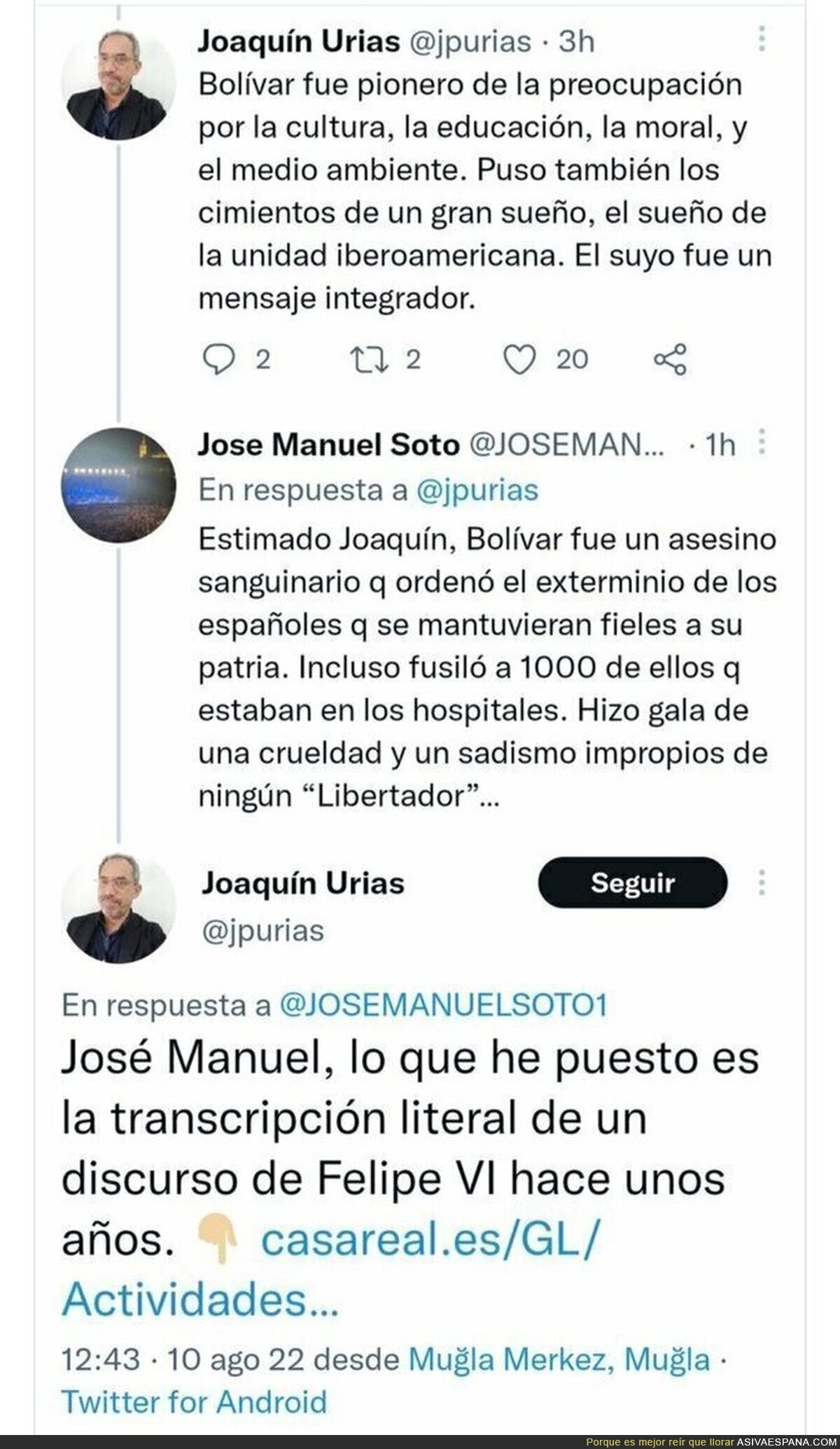 Con ustedes uno de los mayores ZAS que se ha llevado José Manuel Soto en Twitter