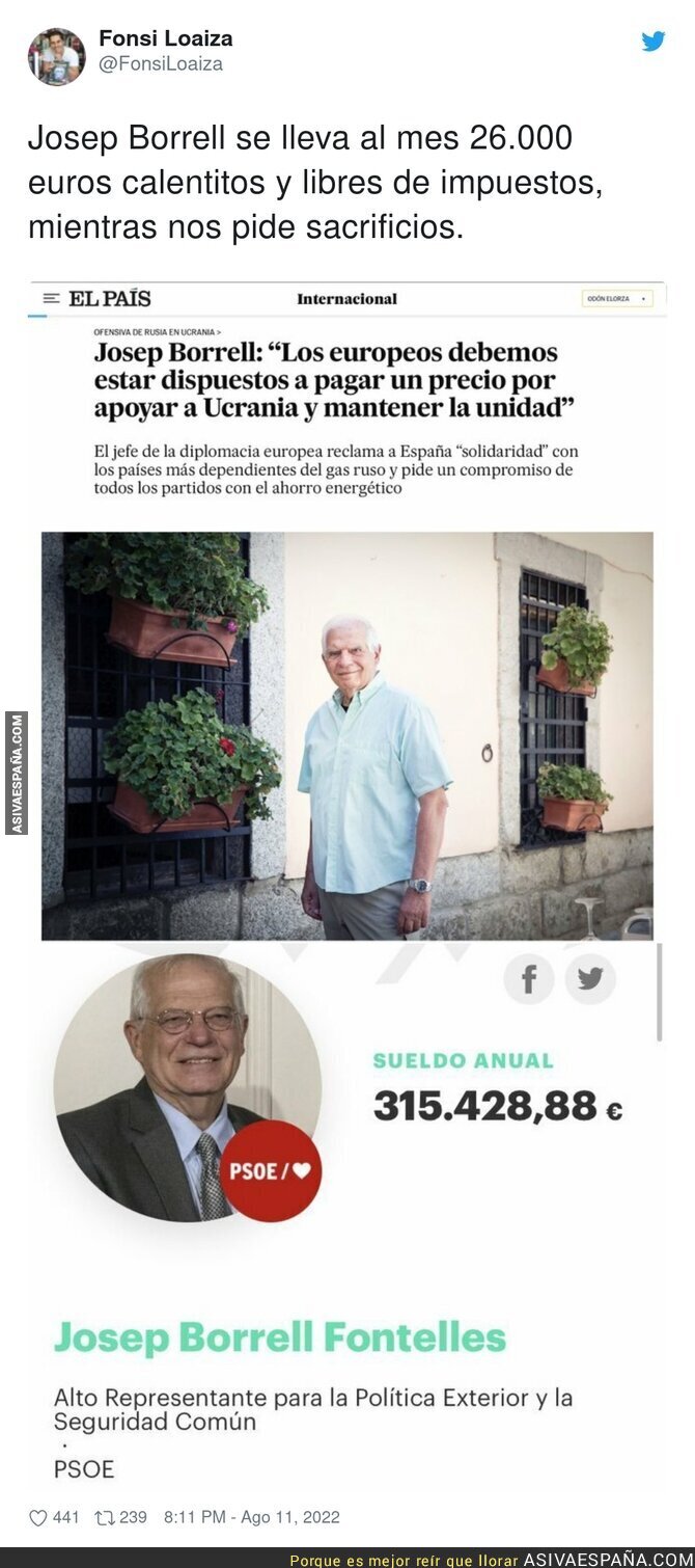 La buena vida de Josep Borrell