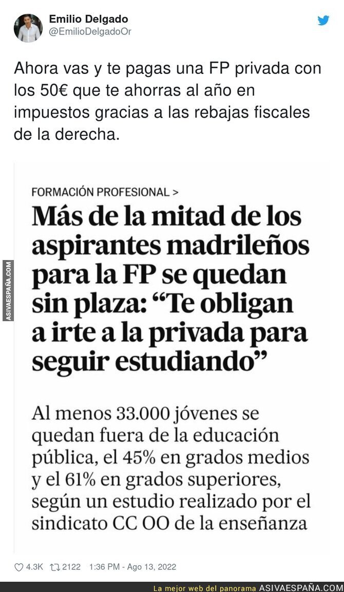 Un desastre la gestión de la educación en Madrid