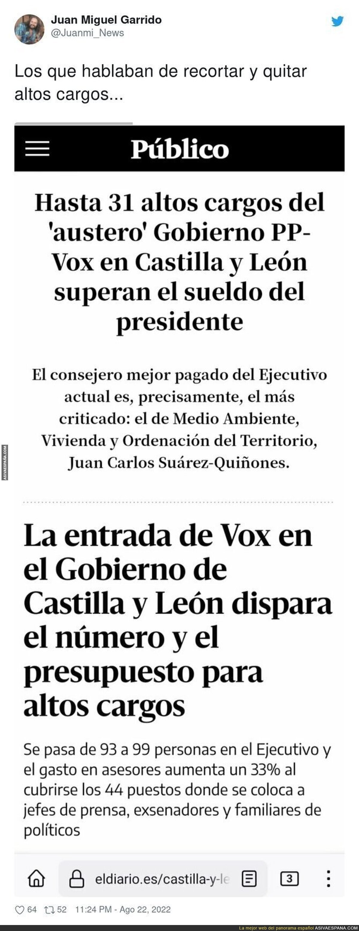 VOX hace en Castilla y León todo lo contrario de lo que prometía