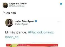 El orgullo de Isabel Díaz Ayuso con Plácido Domingo