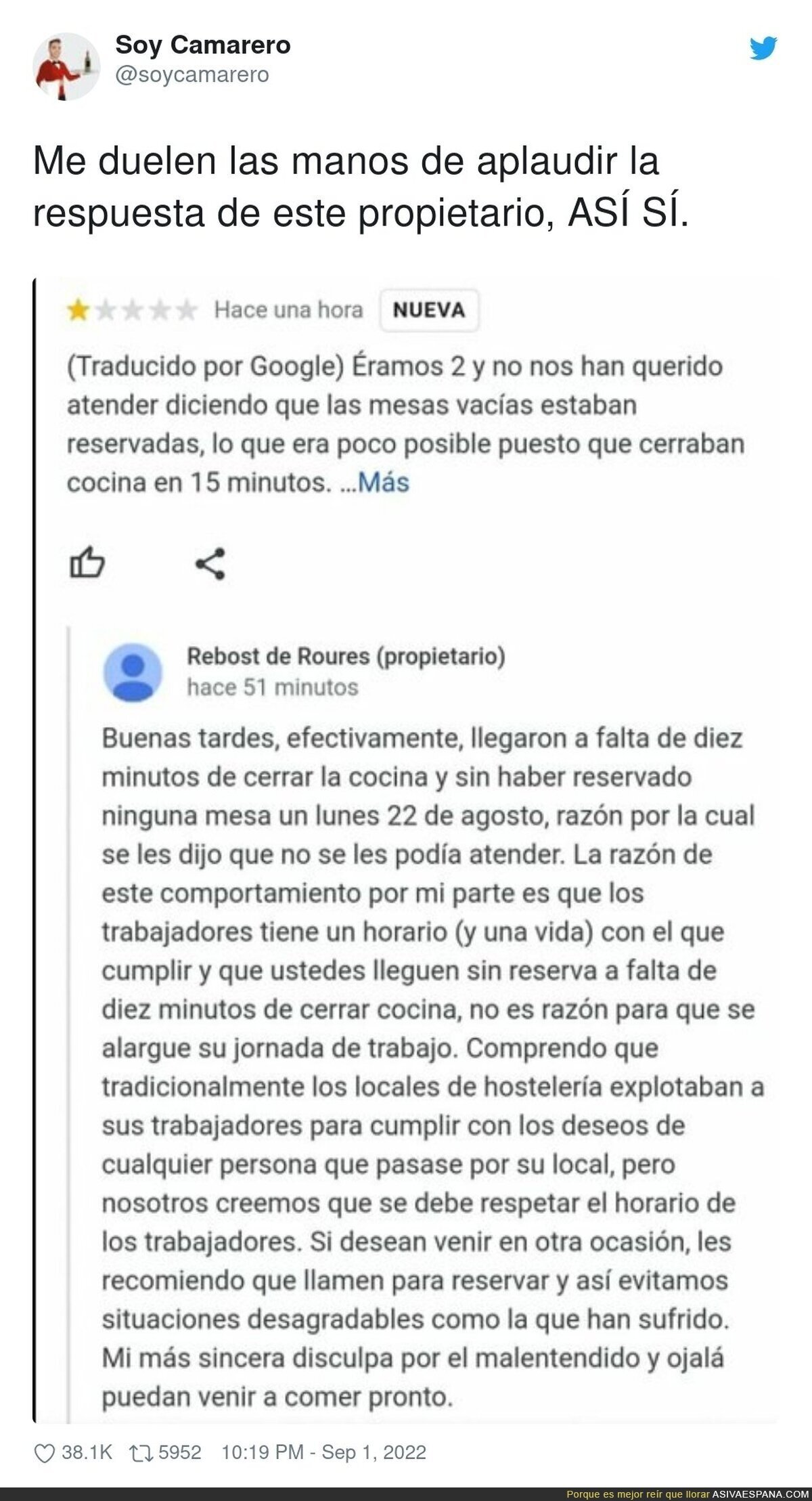 Si no lo veo no lo creo, un hostelero que defiende a sus trabajadores, por @soycamarero