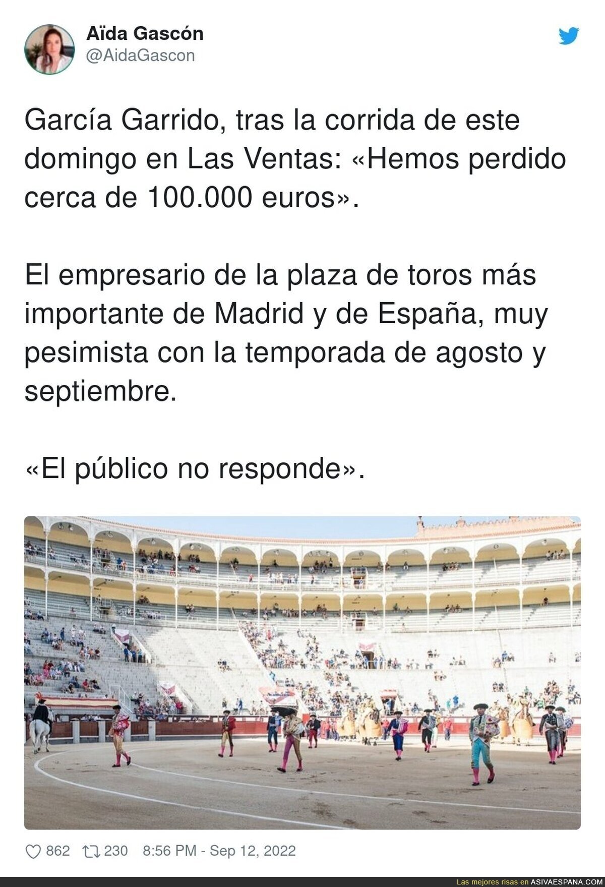 Al final no hará falta prohibir nada, por suerte poco a poco la gente se da cuenta de lo bárbaro de ese evento, por @AidaGascon