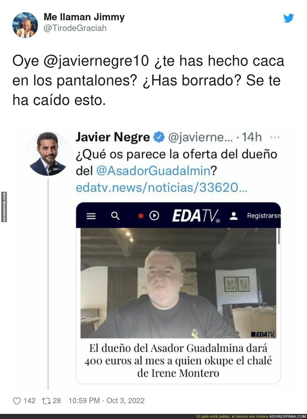 Javier Negre recula tras publicitar un delito