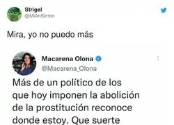Macarena Olona incendia todo al dejar caer el uso de la prostitución en varios políticos